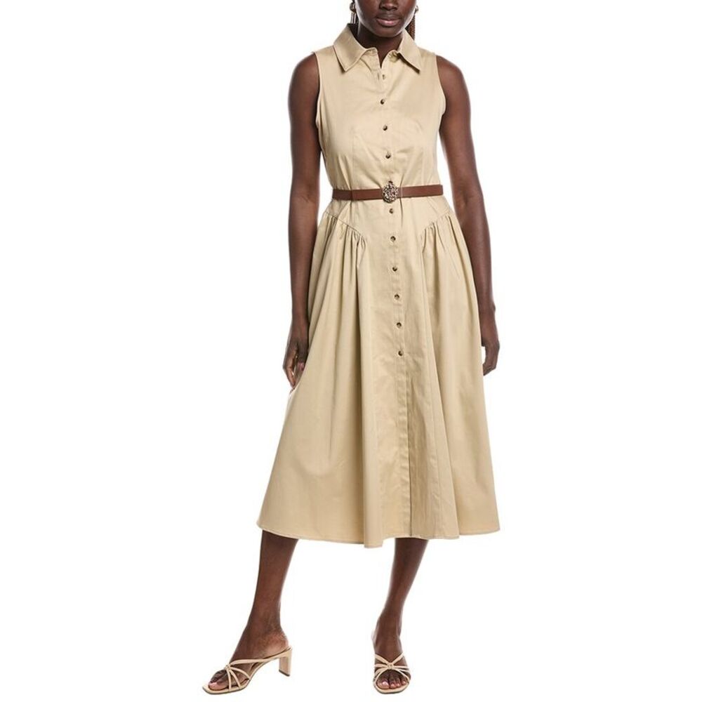 Anne Klein Womens  Sleeveless Shirtdress, Brown